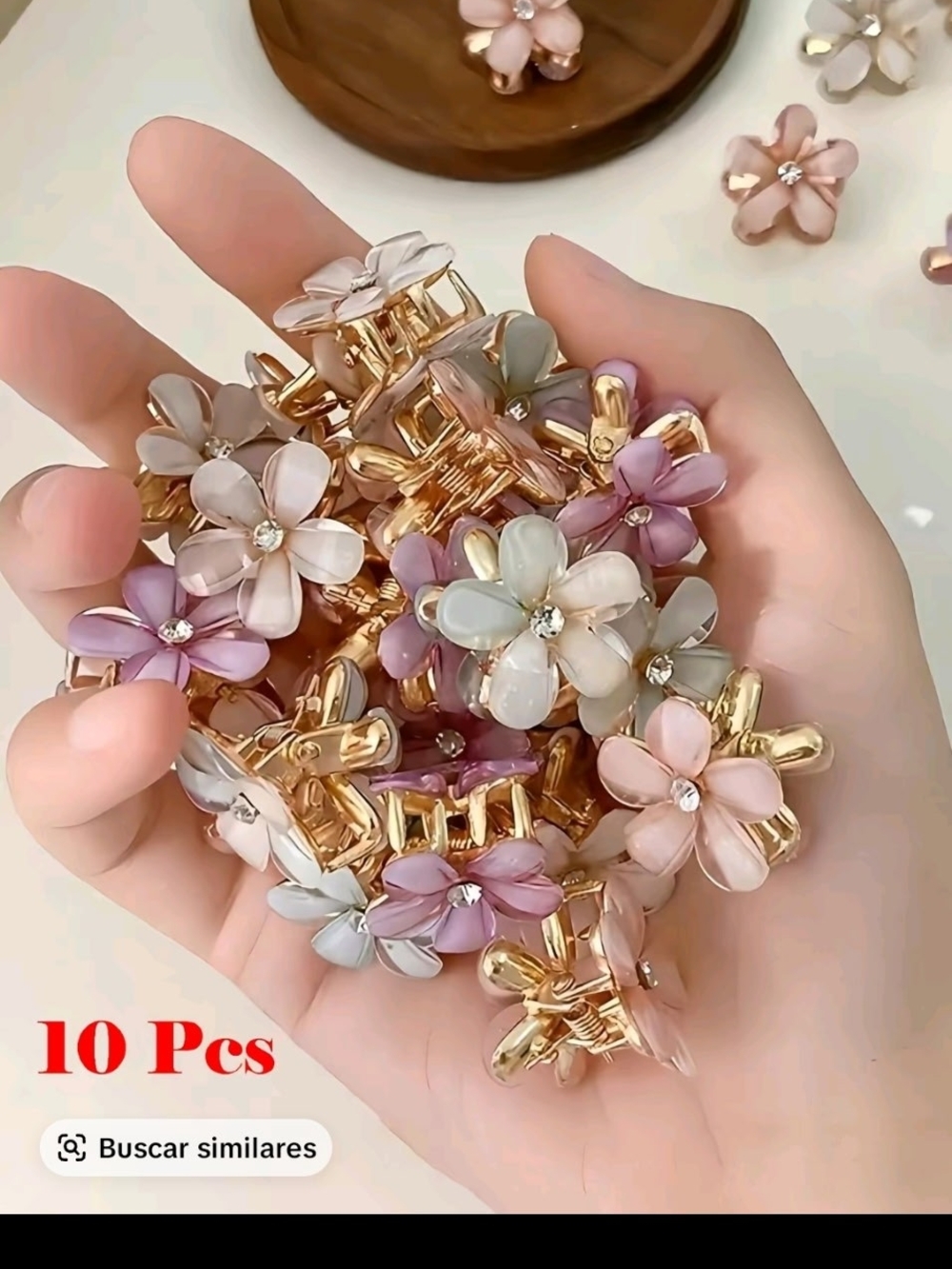 Floral Multi-Color Resin Petal Hair Claw Clips - Set of 10